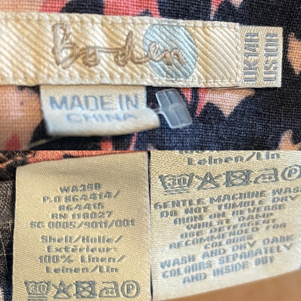 Boden Womens Dress Blue Pink Multi Floral Linen Split V Neck 3/4 Sleeve Size 10 - Picture 10 of 11